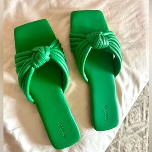 Open Edit Lilah Knot Slide Sandal Green 11 NWOT